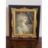 GILT FRAMED VICTORIAN TEXTURED LITHOGRAPH OF GEORGIANA CAVENDISH, DUCHESS OF DEVONSHIRE MOUNTED IN