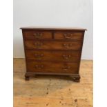 GEORGE III MAHOGANY CHEST OF DRAWERS CIRCA 1760 with two short & three long drawers raised on ogee