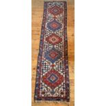 KELIM TABRIZ BLUE & BEIGE BORDER RUNNER, 352cm x 80cm