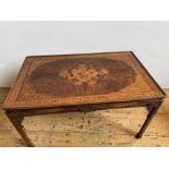 A FRENCH WALNUT AND MARQUETRY COFFEE TABLE EARLY 20TH CENTURY, in the manner of Gabriel