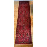 PINK, BROWN, RED HAMEDAN RUNNER, 390cm x 110cm