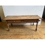 CONTINENTAL 19th CENTURY FRUIT WOOD PLANK TOP FARMHOUSE TABLE WITH REMOVABLE CHOPPING BOARD (194cm