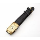 LUSINA 18CT GOLD CASED WRIST WATCHCIRCA 1940with a replaced black leather strap