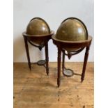 PAIR OF THOMAS MALBY & SON TERRESTRIAL AND CELESTIAL GLOBES19TH CENTURYthe mahogany stands, on