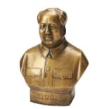 CHINESE CULTURAL REVOLUTION CAST BRONZE BUST OF MAO ZEDONG CIRCA 1970 23cm high; together three '