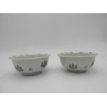 PAIR OF JAPANESE KAKIEMON BOWLS EDO PERIOD  the deep rounded bowls painted in the typical palette