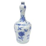 BLUE AND WHITE 'FLORAL' VASE MING DYNASTY, CHONGZHEN PERIOD the tall neck with a garlic mouth,