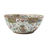 CANTON ISLAMIC MARKET FAMILLE ROSE BOWL LATRE QING DYNASTY the exterior decorated in the typical