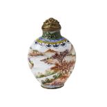ENAMEL 'LANDSCAPE' SNUFF BOTTLE QIANLONG FOUR CHARACTER MARK AND POSSIBLY OF THE PERIOD the ovoid