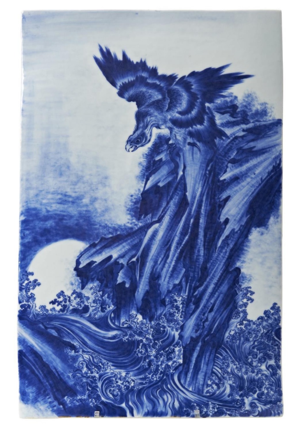 FINE BLUE AND WHITE PORCELAIN PLAQUE  REPUBLIC PERIOD in the style of Wang Bu, finely painted in ton