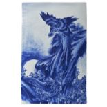 FINE BLUE AND WHITE PORCELAIN PLAQUE REPUBLIC PERIOD in the style of Wang Bu, finely painted in