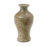 SMALL CRACKLE-GLAZE VASE QING DYNASTY in the Geyao Southern Song-style, of baluster form 7.5cm