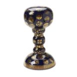 BLUE-GROUND AND GILT DECORATED WIG STAND 20TH CENTURY decorated throughout in gilt with stylized