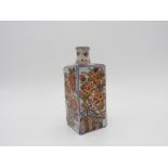 JAPANESE IMARI SAKE BOTTLE LATE EDO / MEIJI PERIOD of square form 15cm high