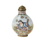 FINE ENAMEL CANTON SNUFF BOTTLE QIANLONG FOUR CHARACTER MARK AND POSSIBLY OF THE PERIOD the ovoid