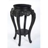 CARVED HARDWOOD AND MARBLE INSET STAND QING DYNASTY, 50cm high x 40cm diam; together with JAPANESE