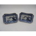 PAIR OF IMARI RECTANGULAR DISH EDO PERIOD painted with a blossoming rocky outcrop, apocryphal