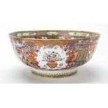 EXPORT PORCELAIN 'MANDERIN PALETTE' PUNCH BOWL QIANLONG PERIOD the sides finely painted with views