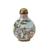 FINE CANTON ENAMEL SNUFF BOTTLE QIANLONG FOUR CHARACTER MARK AND POSSIBLY OF THE PERIOD the ovoid