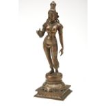 COPPER ALLOY FIGURE OF PARVATI INDIA, 19TH CENTURY 32cm high