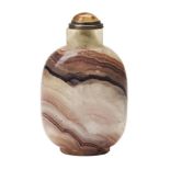 AGATE SNUFF BOTTLE QING DYNASTY, 19TH CENTURY the banded agate bottle of flattened ovoid form 7cm
