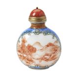 VERY RARE ENAMEL DECORATED SNUFF BOTTLE  QIANLONG INCISED MARK AND POSSIBLY OF THE PERIOD the