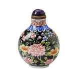 VERY RARE 'FAMILLE-NOIRE' GLASS SNUFF BOTTLE QIANLONG FOUR CHARACTER MARK AND POSSIBLY OF THE PERIOD