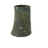 ARCHAIC BRONZE STAFF HANDLE WARRING STATES the sides engraved with taotie masks 5cm high PROVENANCE: