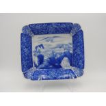 JAPANESE BLUE AND WHITE SQUARE FORM DISH MEIJI PERIOD painted in tones of underglaze blue with