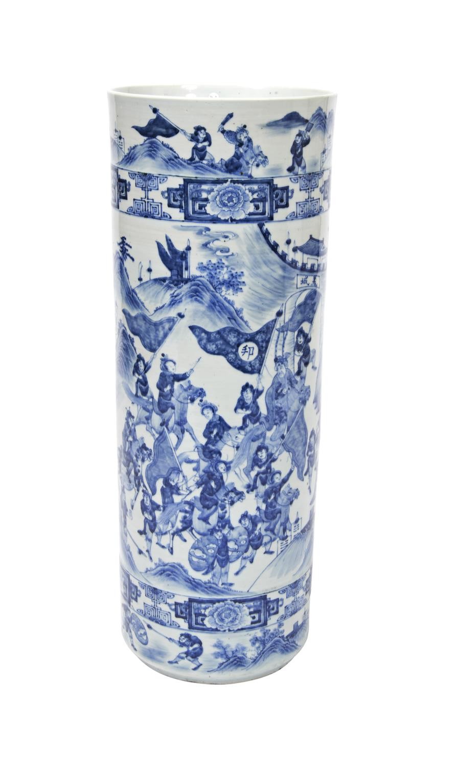 MASSIVE BLUE AND WHITE SLEEVE VASE QING DYNASTY, 19TH CENTURY the sides finely painted in tones of u - Bild 2 aus 2