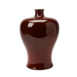 FLAMBE VASE, MEIPING QING DYNASTY covered in a rich raspberry-red glaze  26cm high