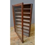 OAK HANGING GLAZED TRINKET DISPLAY CABINET with 7 shelves (51cm wide, 86cm high, 12cm deep)