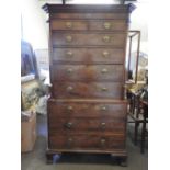 GEORGE III MAHOGANY AND INLAID CHEST ON CHEST CIRCA 1800 the dentil moulded cornice above two