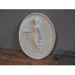 OVAL PLASTER PORTRAIT PANEL OF ROMAN MAIDEN (58cm high, 45cm wide)