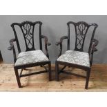 SET OF EIGHT GEORGE III STYLE MAHOGANY DINING CHAIRS CIRCA 1900 including two armchairs, with