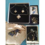 COLLECTION OF JEWELLERY including necklace with turquoise beads on bar chain; necklace and