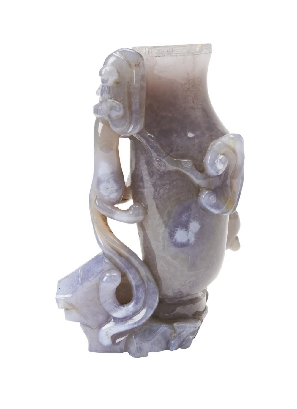 CARVED AGATE 'CHILONG' VASE ROSE QUARTZ HORSE QING DYNASTY,  18TH / 19TH CENTURY the baluster sides  - Image 2 of 2