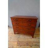 VICTORIAN MAHOGANY CHEST OF 5 DRAWERS WITH BRASS HANDLES, 2 short drawers over 3 long drawers on