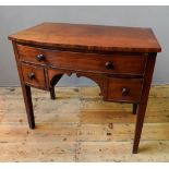 VICTORIAN MAHOGANY 3-DRAWER BOW-FRONTED LOW BOY, (92cm wide, 81cm high, 52cm deep)