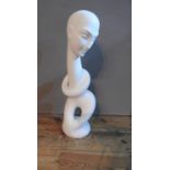 TALL PLASTER MOULDED STYLISED MILLINER'S BUST (82cm high)