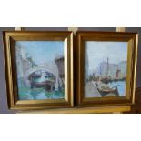 MANNER OF WILFRED GABRIEL VON GLEHN (1870-1951) VENICE oil on canvas, framed (pair) 26cm high,