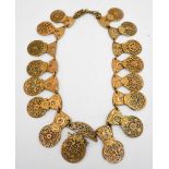 UNUSUAL NOIVELTY GILT-METAL NECKLACE 18TH CENTURY AND LATER constructed of thirteen pocket