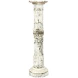 A LATE 19TH CENTURY ALABASTER SECTIONAL COLUMN with fluted sections and a grape and vine collar, all