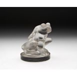 A RARE RENE LALIQUE 'GRENOUILLE' CAR MASCOT No. 1146; engraved signature, 'R. Lalique France'