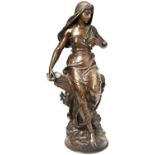 AFTER EUGÈNE MARIOTON PHSYCHE a large figural patinated bronze, signed 'Eug. Marioton', and entitled