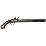 A TURKISH MARKET FLINTLOCK PISTOL, THE LONG BARREL MARKED LONDON the lock plate engraved Andrews,