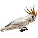 A TIM COTTERILL BRONZE OF A COCKATOO ENTITLED CARUSO with patinated and painted finish and signed