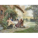 MARGARET DOVASTON (1884-1955) TEA TIME AT THE VICARAGE signed and dated 1950, oil on canvas,