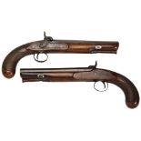 A PAIR OF PERCUSSION 'DUELLING' PISTOLS BY SMITH OF LONDON the browned twist octagonal sighted