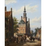 CORNELIS CHRISTIAAN DOMMERSEN (DUTCH 1842-1928) 'ARRIVAL IN THE MARKET PLACE' signed and dated 1873,